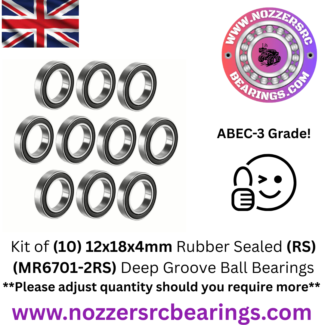 12x18x4mm (MR6701-2RS) Deep Groove Ball Bearings