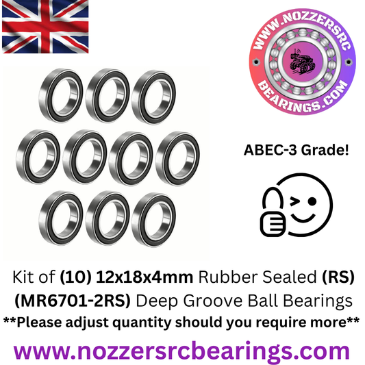 12x18x4mm (MR6701-2RS) Deep Groove Ball Bearings