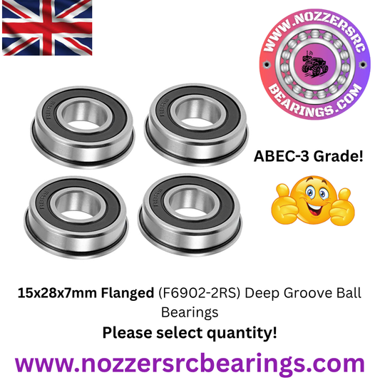 15x28x7mm Flanged, F6902-2RS Deep Groove Ball Bearings