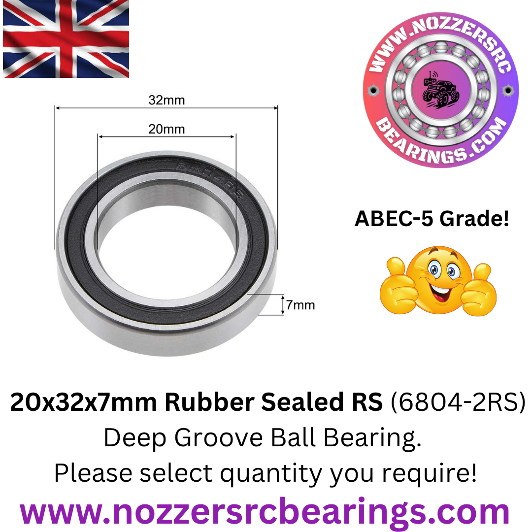 20x32x7mm (6804-2RS) Deep Groove Ball Bearing