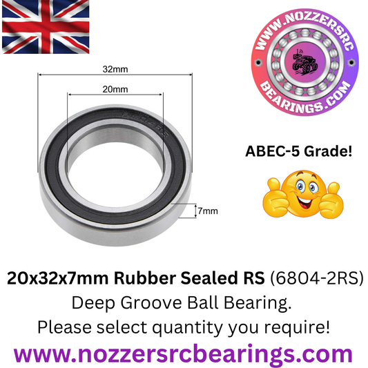20x32x7mm (6804-2RS) Deep Groove Ball Bearing