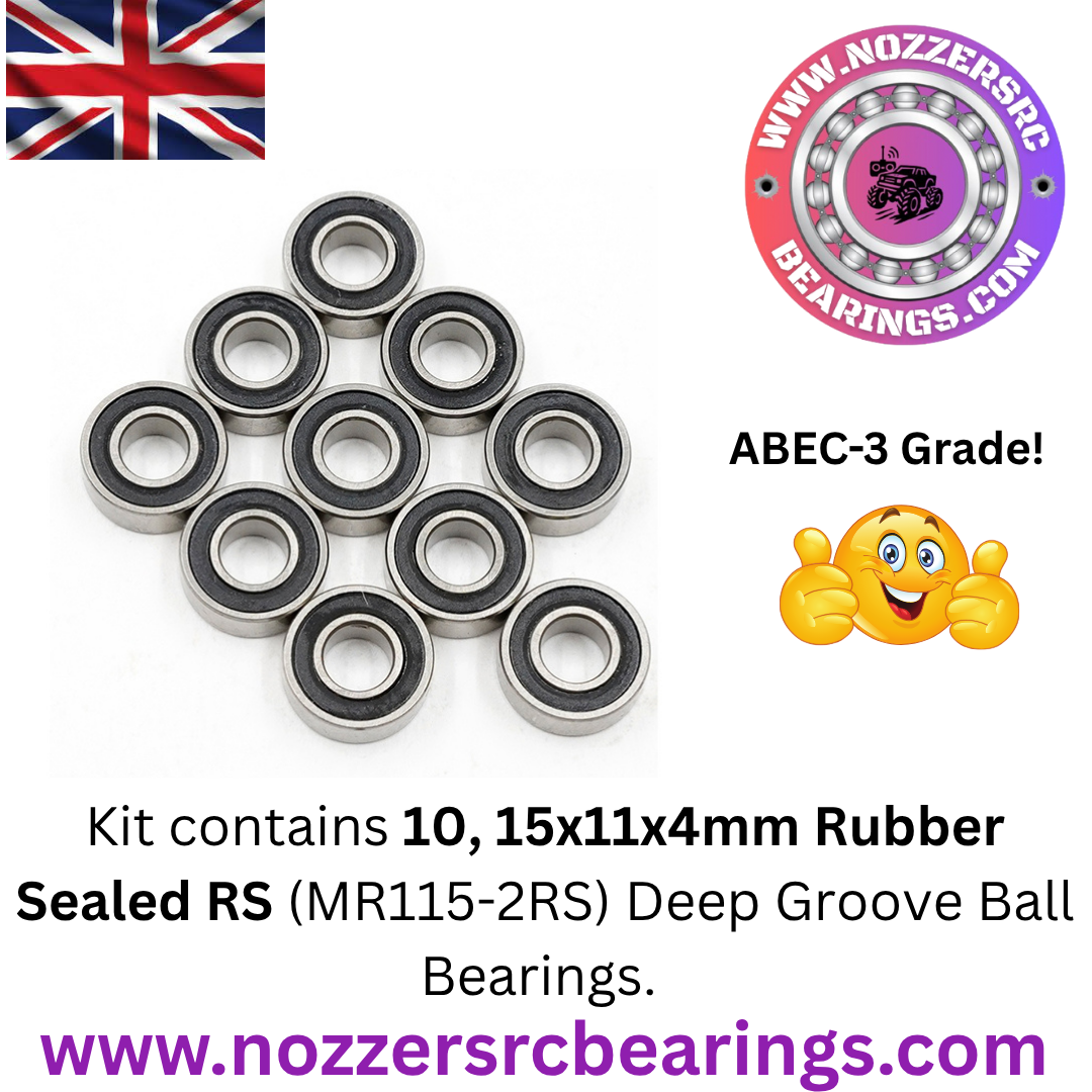 5x11x4mm Rubber Sealed (RS) MR115-2RS Deep Groove Ball Bearings