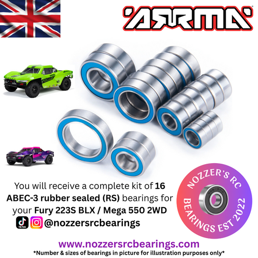 Arrma Fury 223S BLX / Mega 550 Complete Bearing Kit