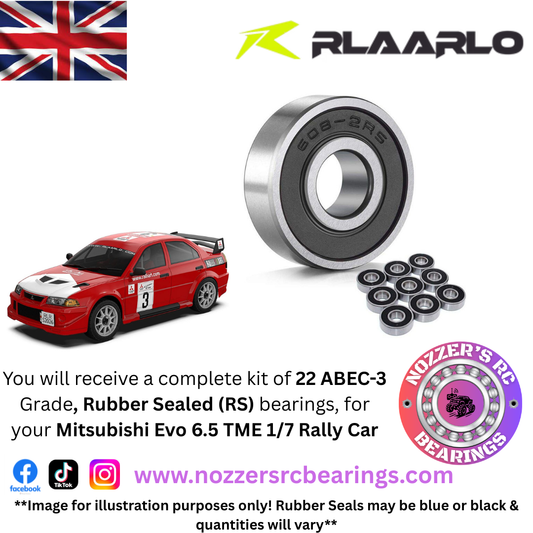 Rlaarlo Mitsubishi Evolution 6.5 TME 1/7 Rally Car Complete Bearing Kit