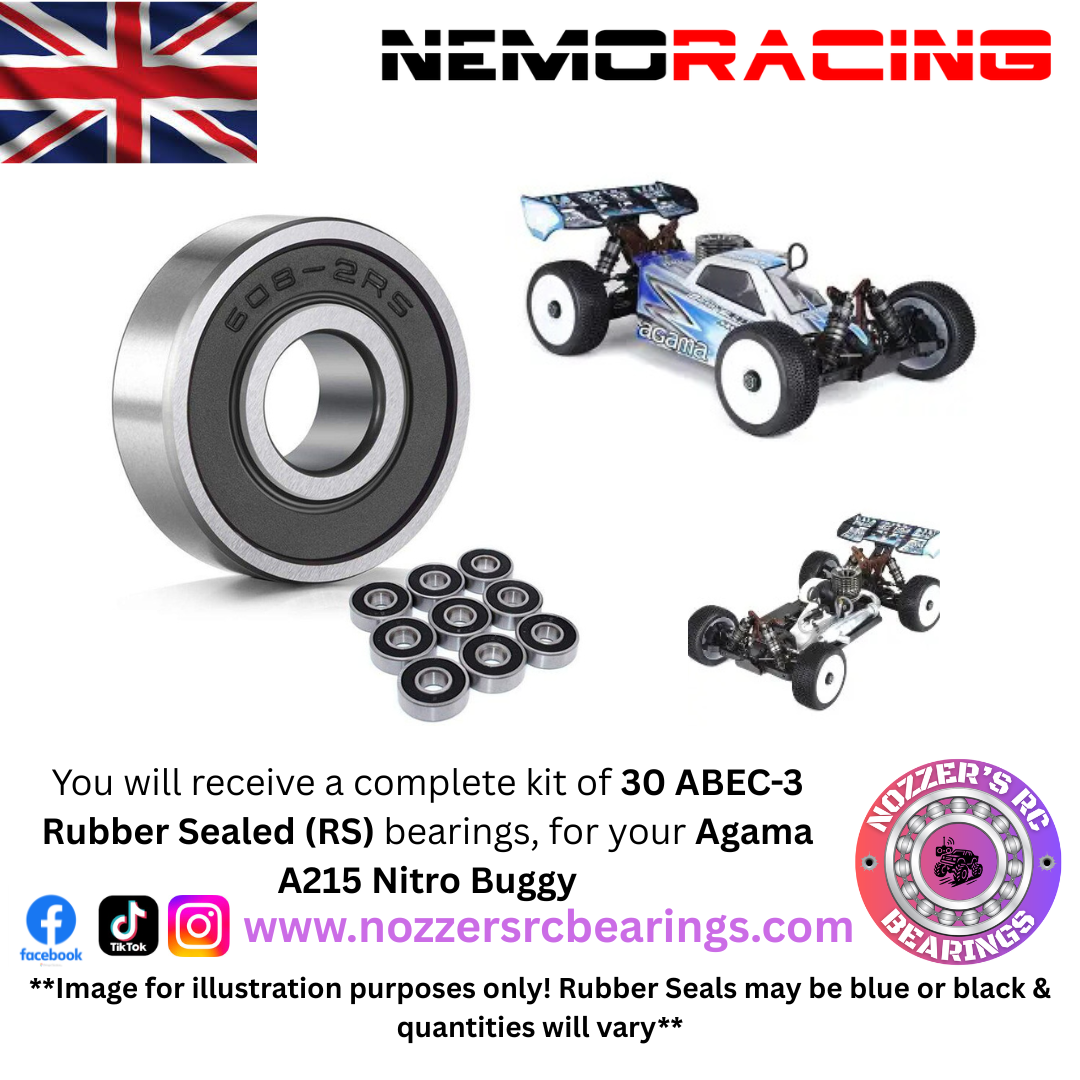 Nemo Racing Agama A215 Nitro Buggy Complete Bearing Kit