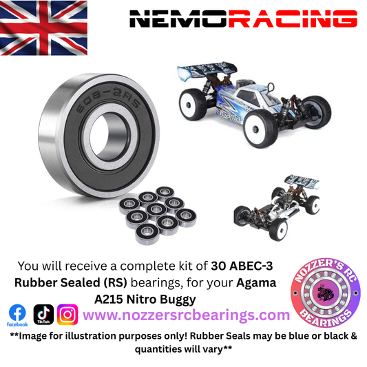 Nemo Racing Agama A215 Nitro Buggy Complete Bearing Kit