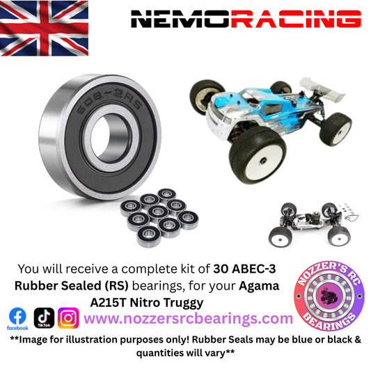 Nemo Racing Agama A215T Nitro Truggy Complete Bearing Kit