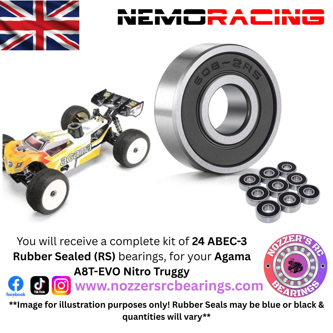 Nemo Racing Agama A8T-EVO Nitro Truggy Complete Bearing Kit