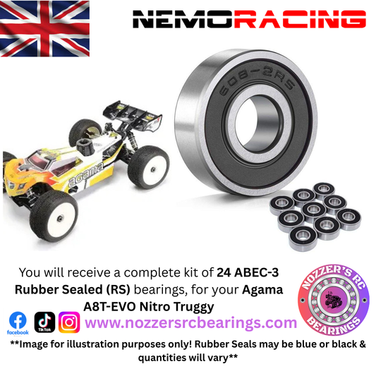 Nemo Racing Agama A8T-EVO Nitro Truggy Complete Bearing Kit
