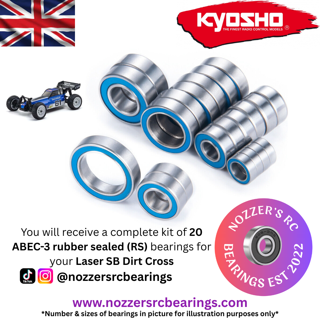 Kyosho Laser SB Dirt Cross Nozzer's RC Complete 20 RS Bearing Set UK Stock ABEC3