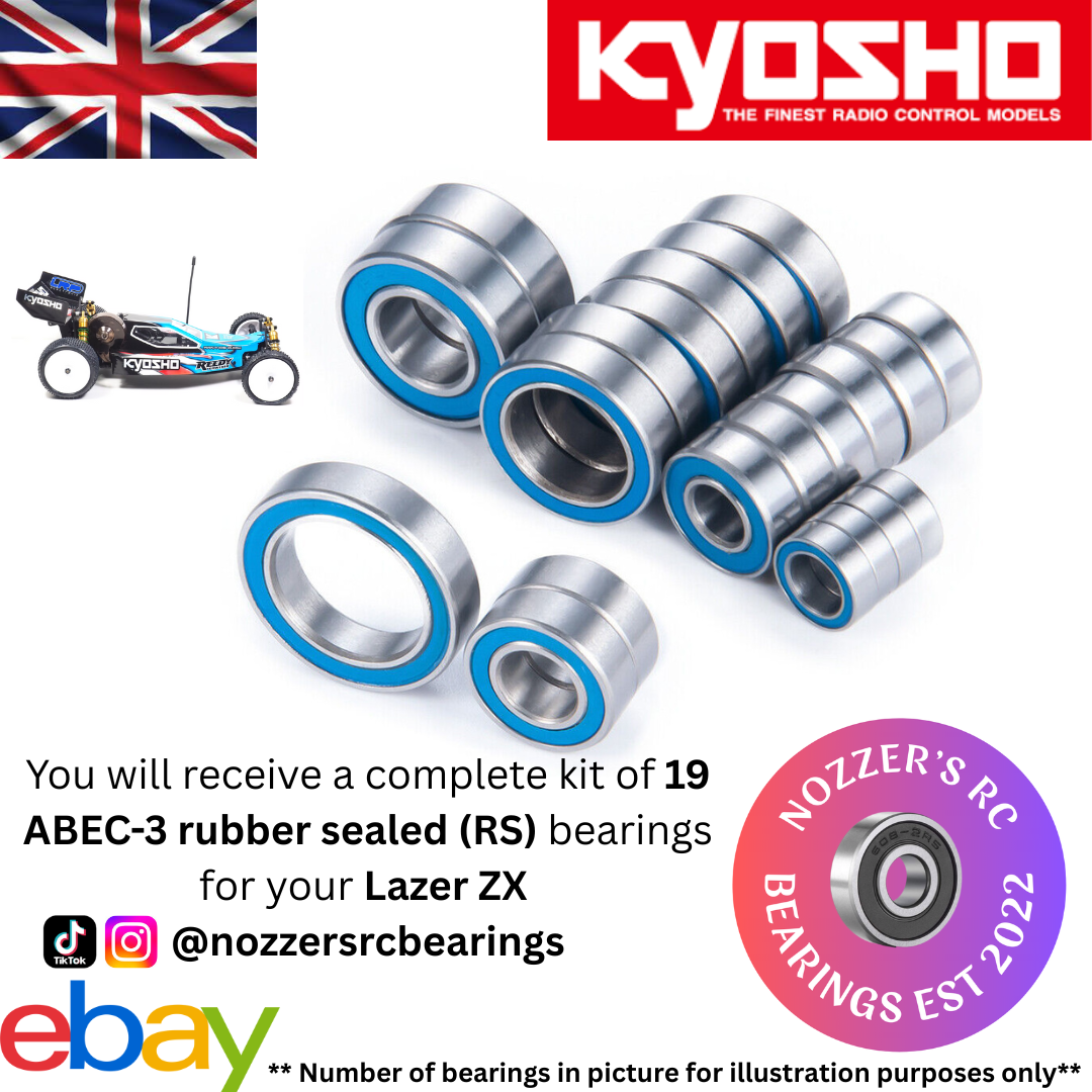 Kyosho Laser ZX Nozzer's RC Bearings Complete 19 RS Bearing Kit UK Stock ABEC3