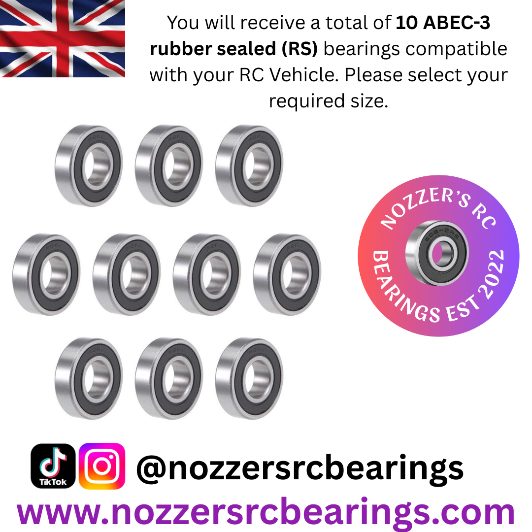 Rubber Sealed (RS) ABEC-3 Deep Grooved RC Bearings (All Sizes Available)