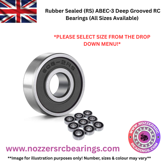 Rubber Sealed (RS) ABEC-3 Deep Grooved RC Bearings (All Sizes Available)