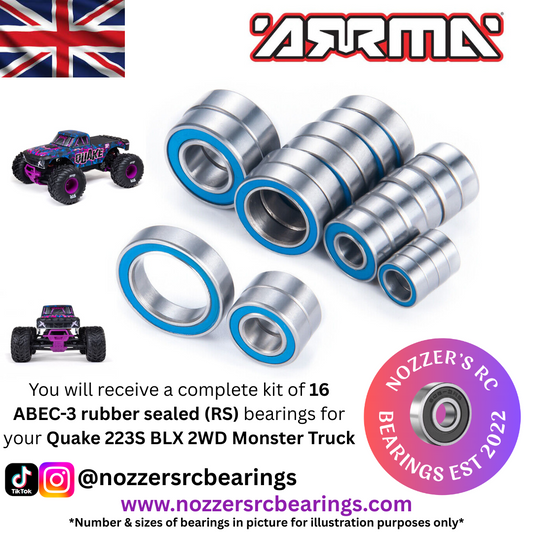Arrma Quake 223S BLX 2WD Monster Truck Complete Bearing Kit